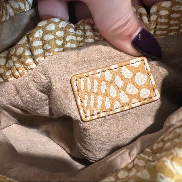 STAUD Felix Faun Purse Tan/Beige Animal Print Leather Handbag Shoulder Bag - Picture 11 of 14